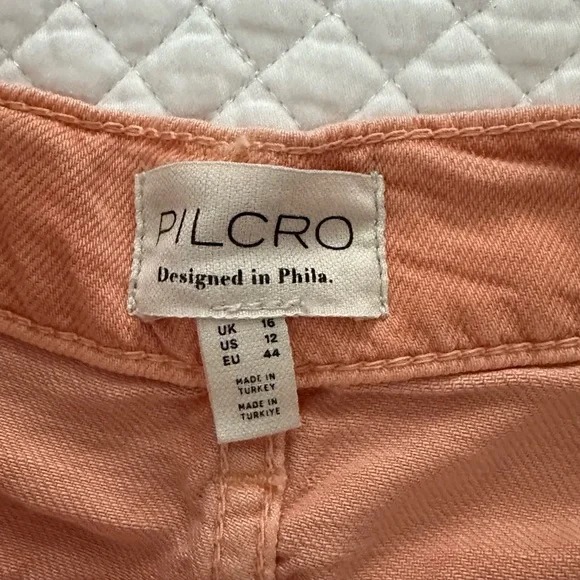 Pilcro Pleated Micro Denim Skirt in Orange Size 12 NWT - Picture 9 of 12
